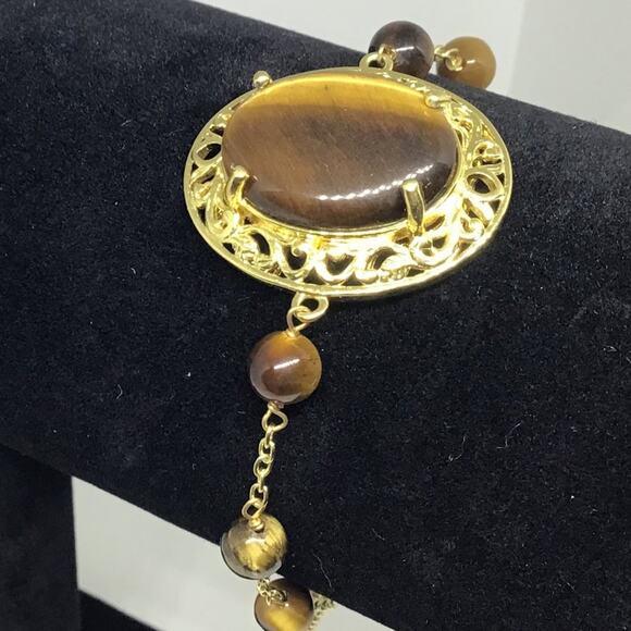 South African Tiger's Eye Toggle Clasp Bracelet - Picture 2 of 3